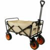 Marbueno Chariot Multiusages Pliable Acier 200 KG Beige Jardin, Plage 86X50X59 cm