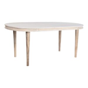 Mesa de Comedor DKD Home Decor Blanco Dorado Latón Madera de mango 180 x 90 x 76 cm S3040357_0