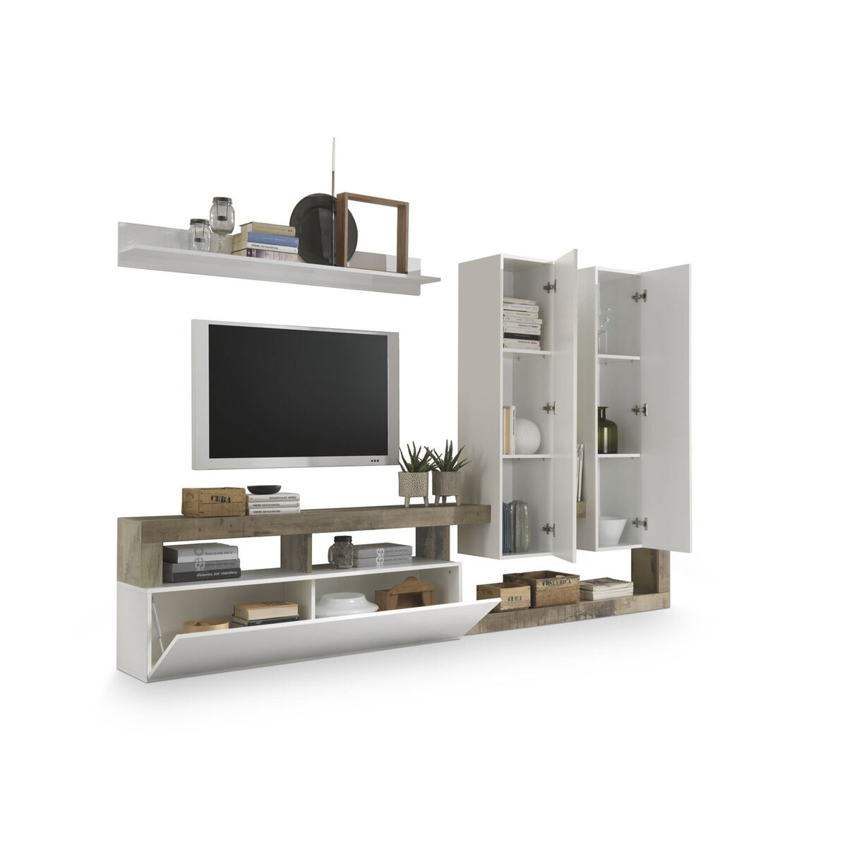 Mueble de TV DKD Home Decor Blanco Metal Aluminio Madera MDF 277 x 75 x 173 cm 277 x 35 x 173 cm S3044396_0