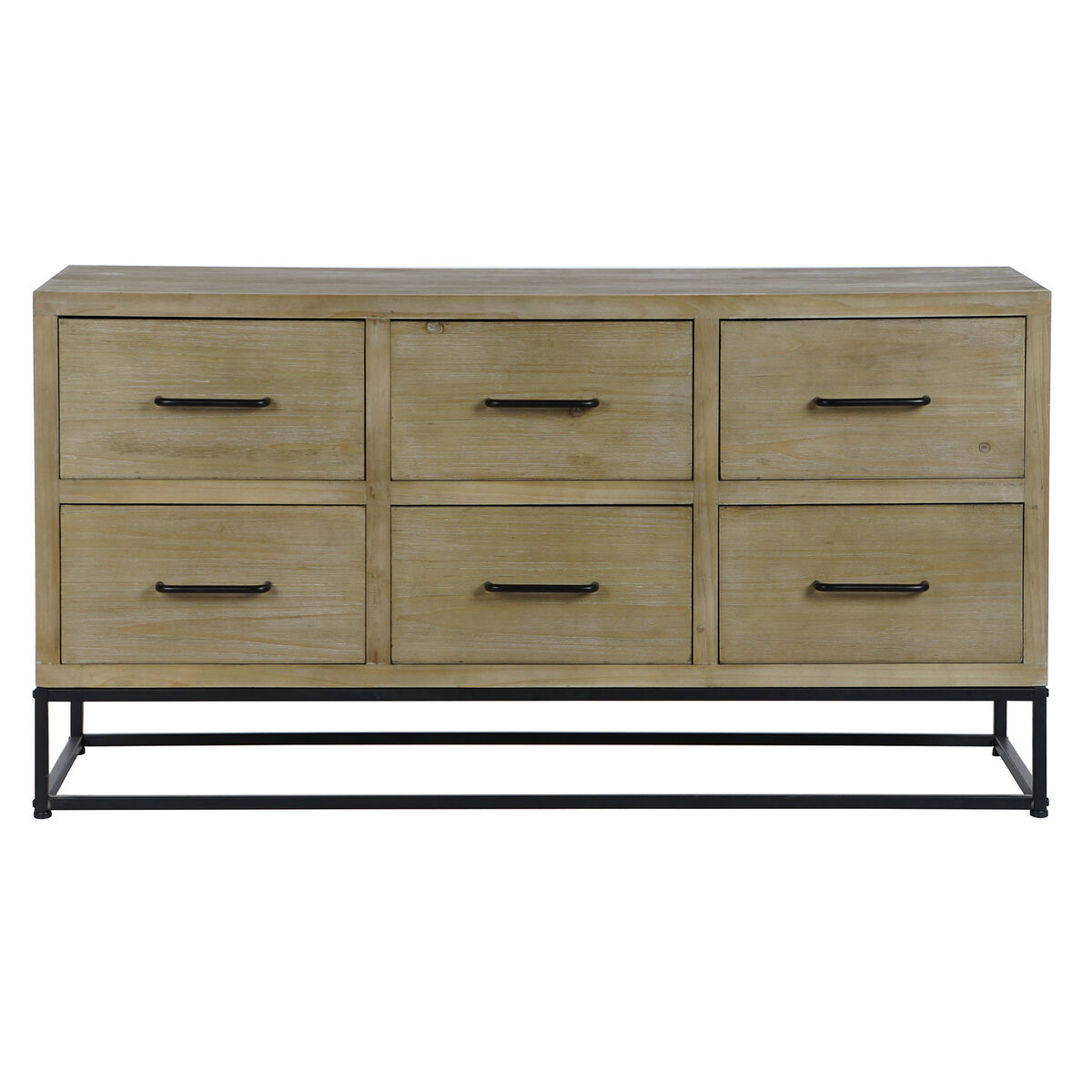 Aparador DKD Home Decor Negro Natural Metal Madera MDF 120 x 40 x 64 cm S3052977_5