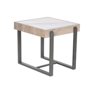 Mesa auxiliar Home ESPRIT Blanco Gris Natural Metal 50 x 50 x 50 cm S3054117_0