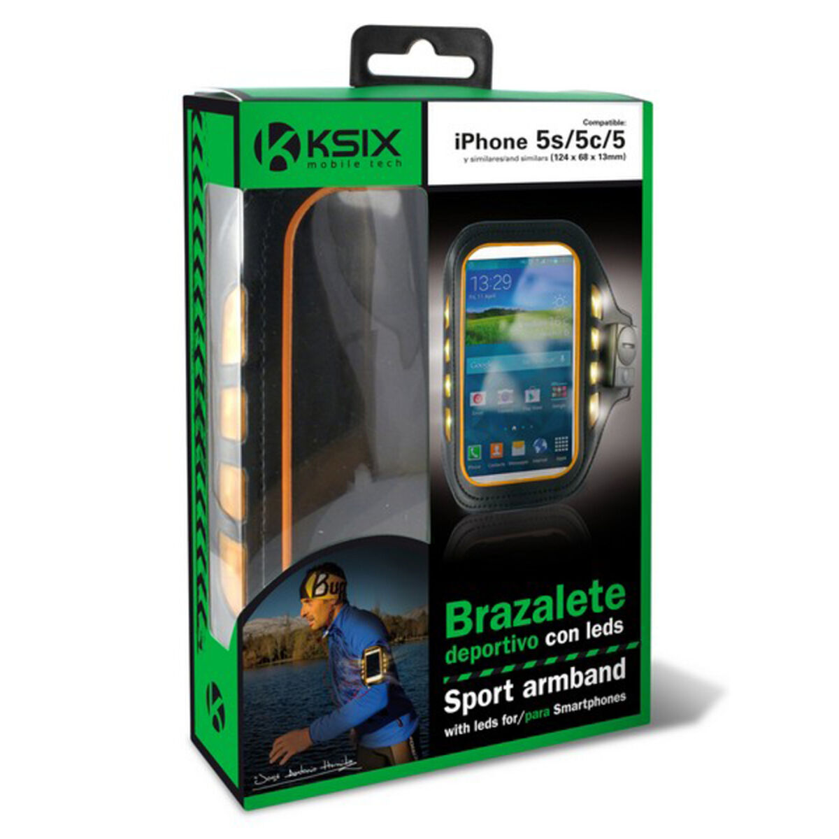 Brazalete Deportivo con LED KSIX 4″ Negro Neopreno S1902443_2
