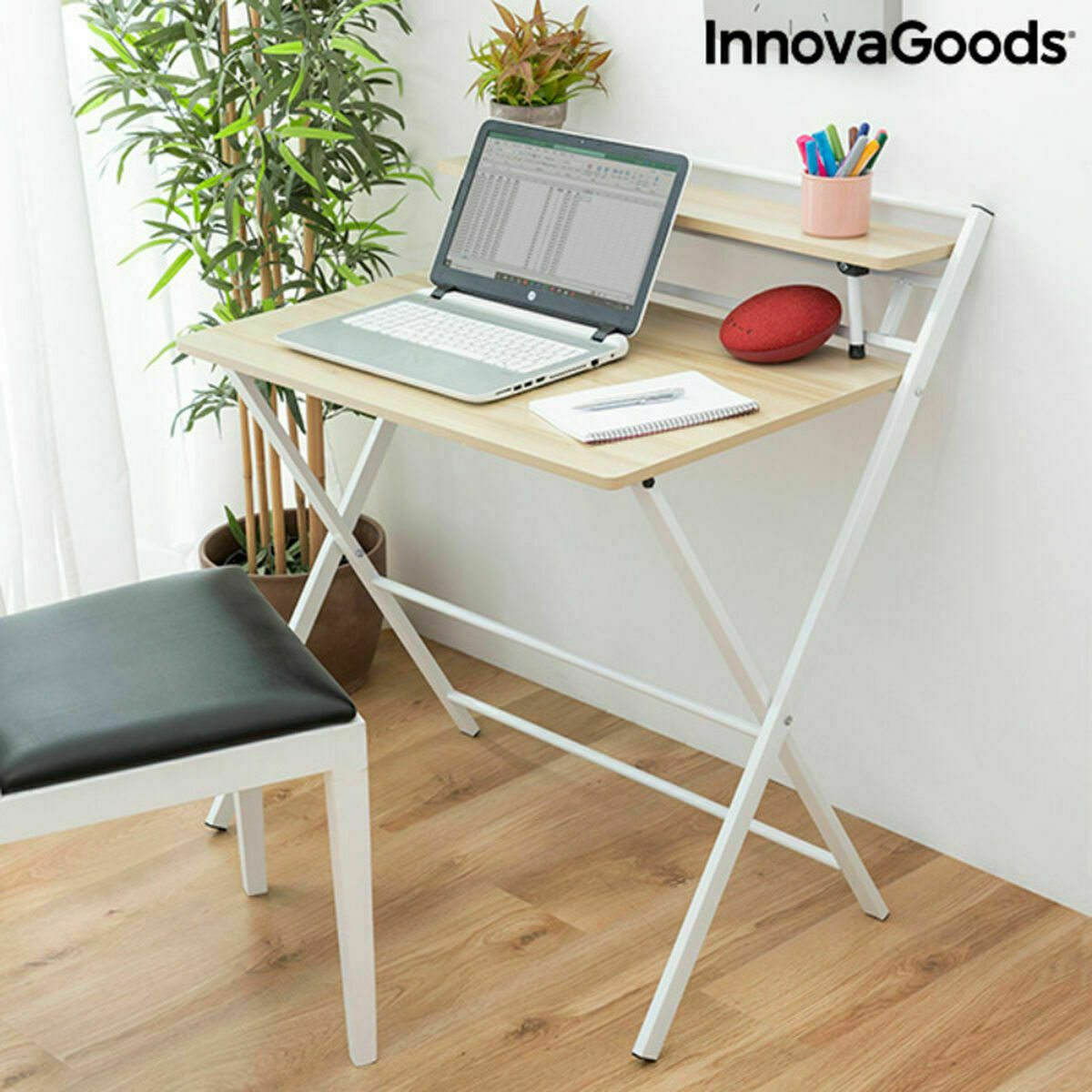 Escritorio Plegable con Estante InnovaGoods Tablezy Madera (Reacondicionado B) V0700195_9