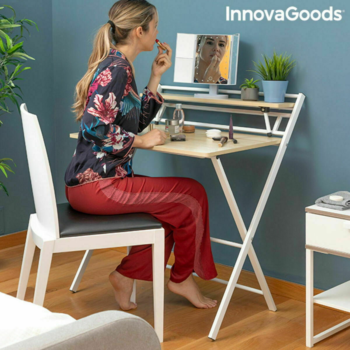 Escritorio Plegable con Estante InnovaGoods Tablezy Madera (Reacondicionado B) V0700195_6