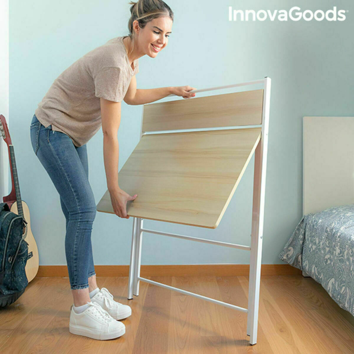 Escritorio Plegable con Estante InnovaGoods Tablezy Madera (Reacondicionado B) V0700195_5