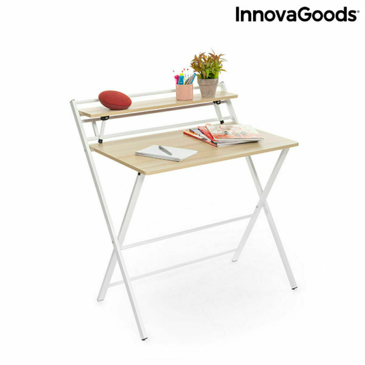 Escritorio Plegable con Estante InnovaGoods Tablezy Madera (Reacondicionado B) V0700195_3
