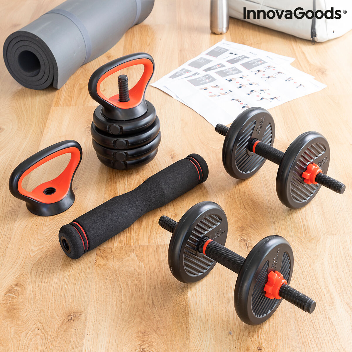 Set de Pesas Ajustables 6 en 1 con Guía de Ejercicios Sixfit InnovaGoods Hierro (Reacondicionado B) V0700810_4