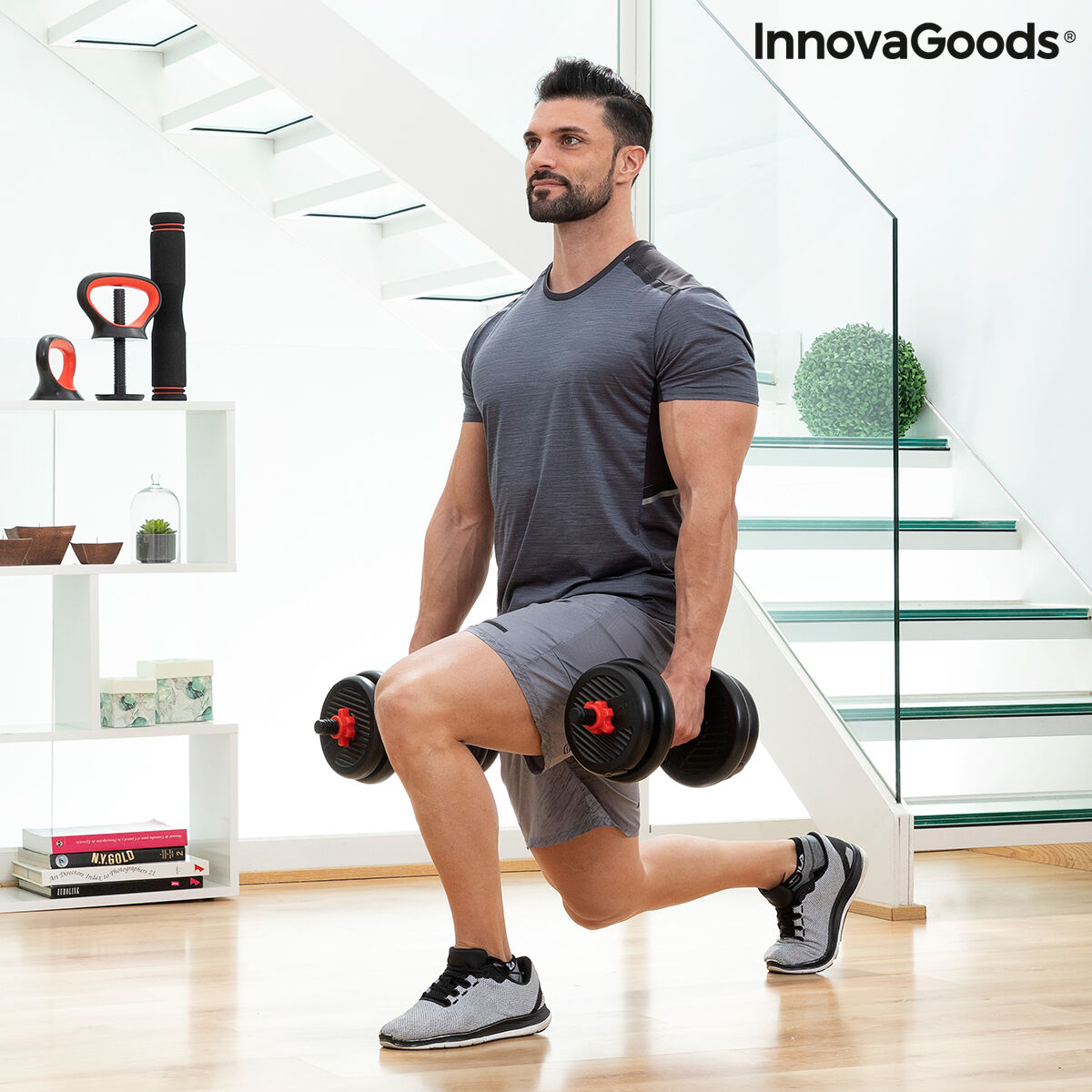 Set de Pesas Ajustables 6 en 1 con Guía de Ejercicios Sixfit InnovaGoods Hierro (Reacondicionado B) V0700810_9