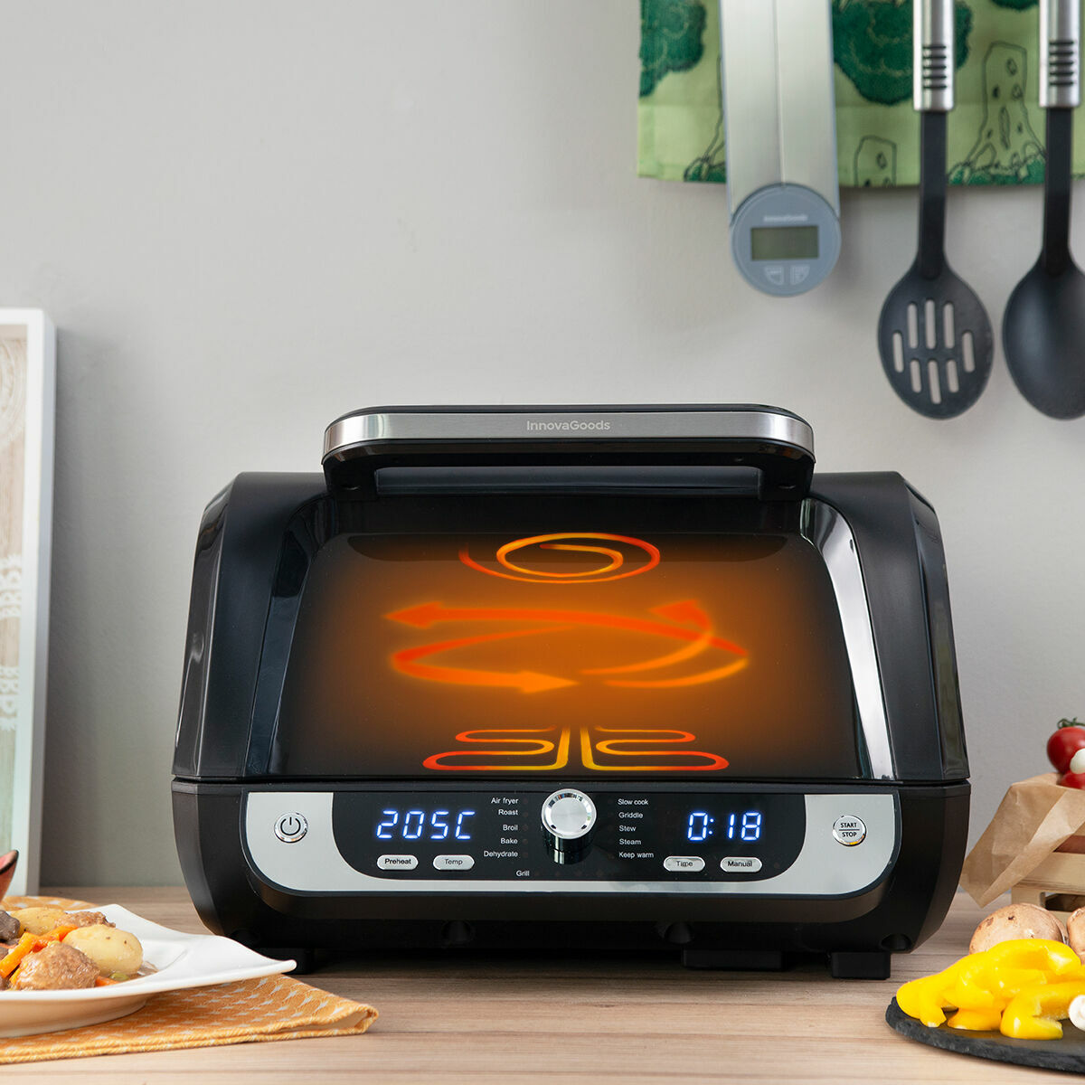 Freidora de Aire con Grill, Accesorios y Recetario InnovaGoods Fryinn 12-in-1 6000 Negro Acero 3400 W 6 L V0103847_1
