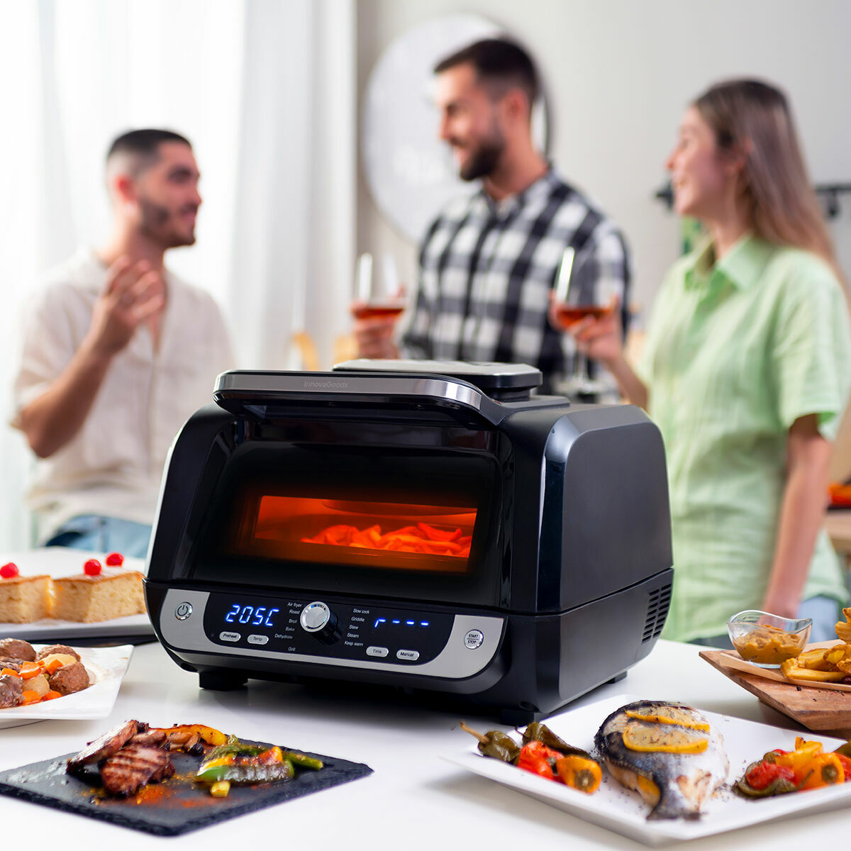 Freidora de Aire con Grill, Accesorios y Recetario InnovaGoods Fryinn 12-in-1 6000 Negro Acero 3400 W 6 L V0103847_2