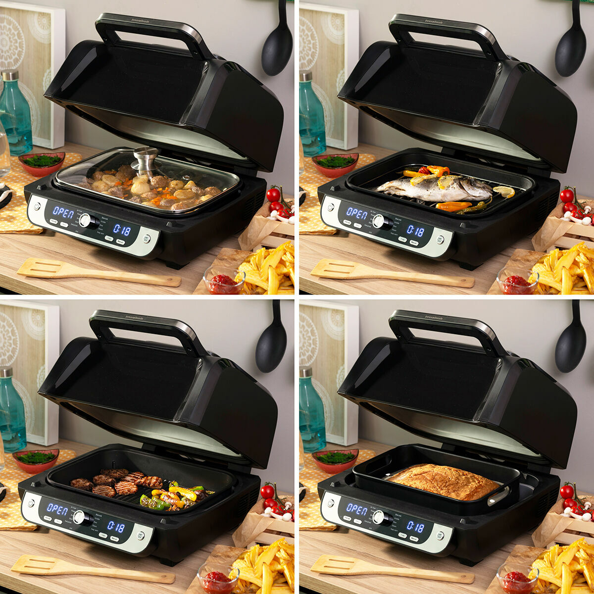 Freidora de Aire con Grill, Accesorios y Recetario InnovaGoods Fryinn 12-in-1 6000 Negro Acero 3400 W 6 L V0103847_3