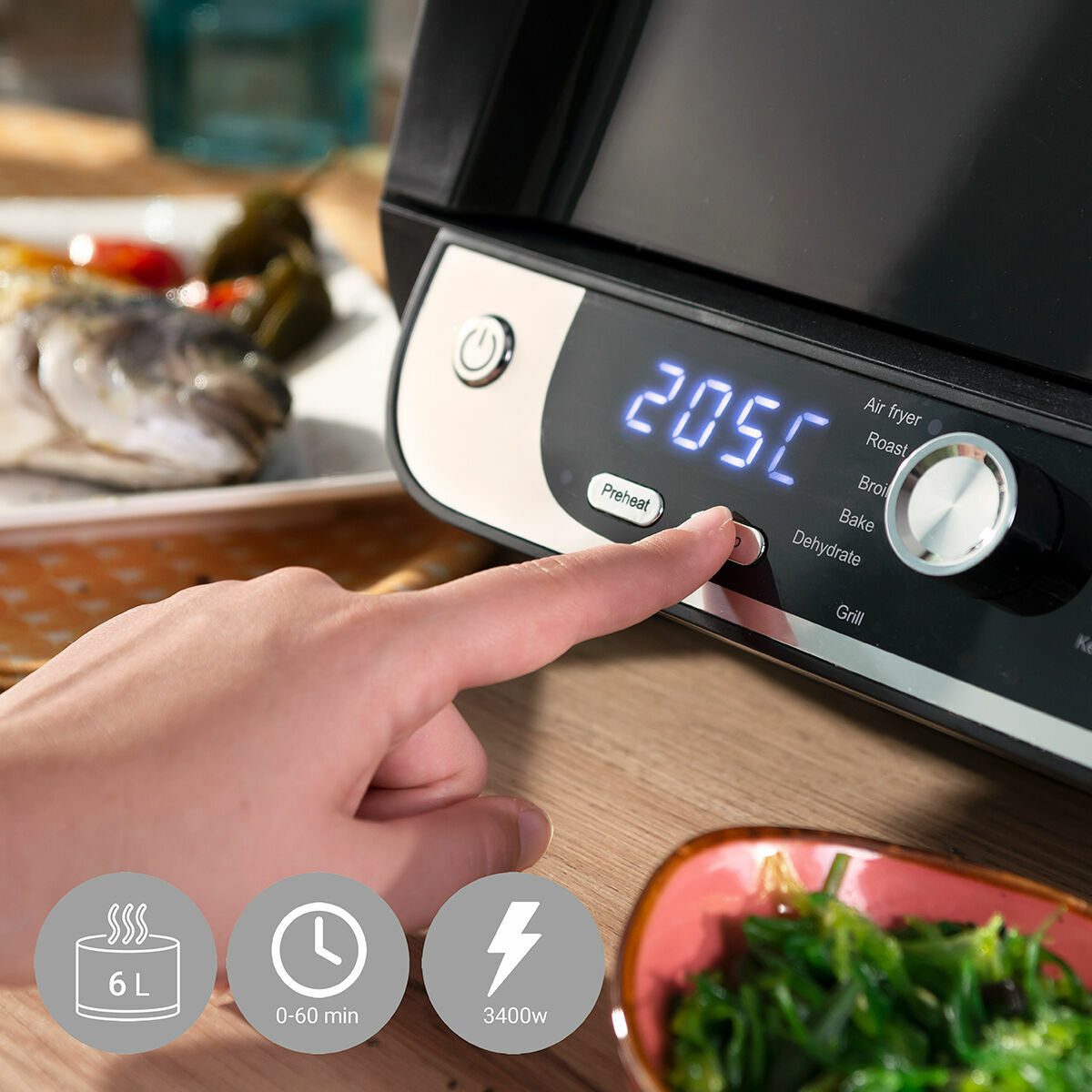 Freidora de Aire con Grill, Accesorios y Recetario InnovaGoods Fryinn 12-in-1 6000 Negro Acero 3400 W 6 L V0103847_4