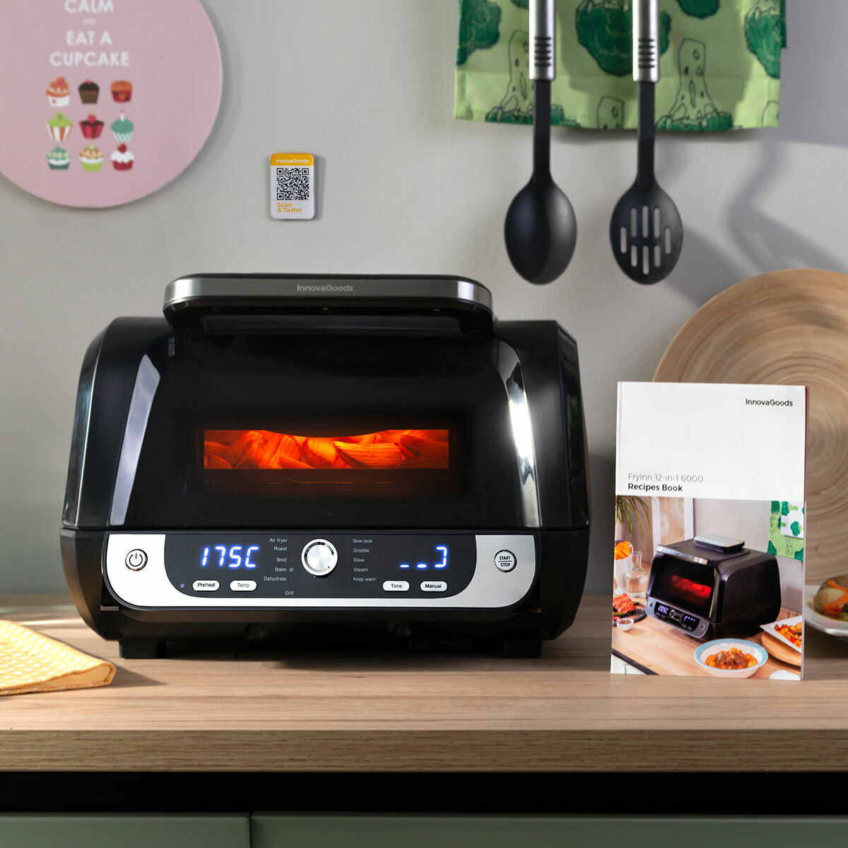 Freidora de Aire con Grill, Accesorios y Recetario InnovaGoods Fryinn 12-in-1 6000 Negro Acero 3400 W 6 L V0103847_7
