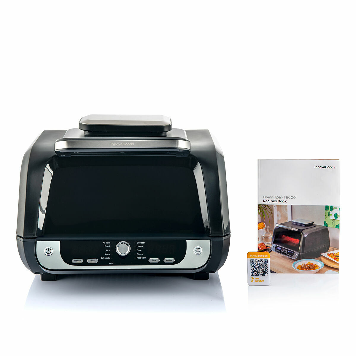 Freidora de Aire con Grill, Accesorios y Recetario InnovaGoods Fryinn 12-in-1 6000 Negro Acero 3400 W 6 L V0103847_13