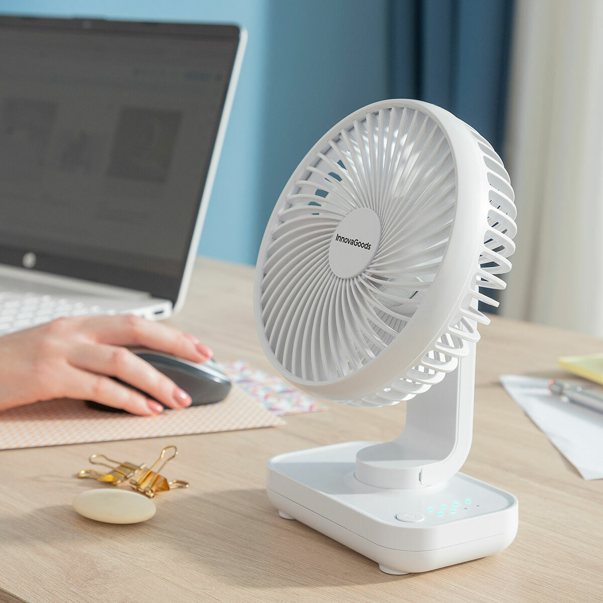 Ventilador de Escritorio Recargable Fanrec InnovaGoods Ø5,4” 3600 mAh / 13,3 W V0103855_0