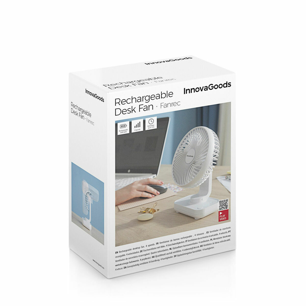 Ventilador de Escritorio Recargable Fanrec InnovaGoods Ø5,4” 3600 mAh / 13,3 W V0103855_11