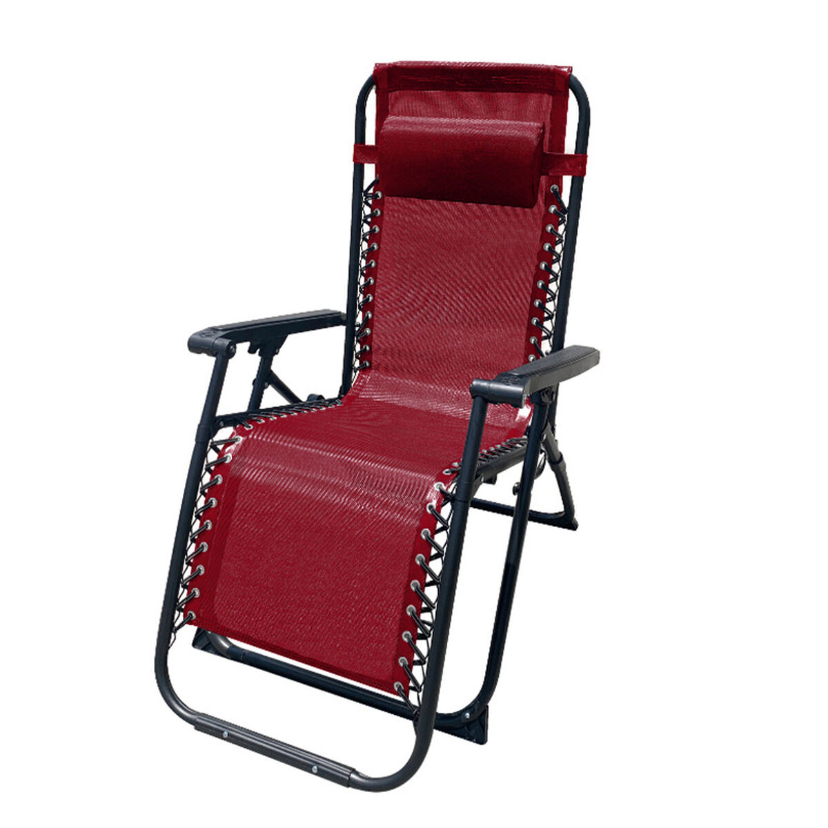 Marbueno Tumbona Plegable Acero Con Cojin Jardin y Piscina 90X66X108 cm Gravedad Cero Burdeos 10010 D1400776_0