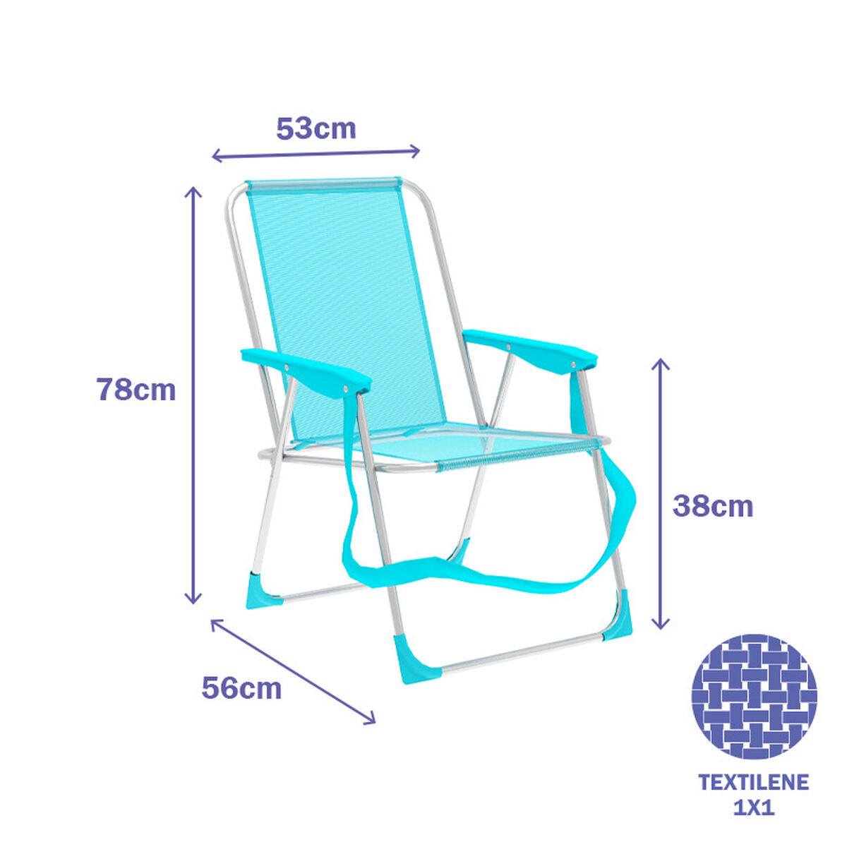 Marbueno Silla Plegable Aluminio Aguamarina Playa y Piscina 53X56X78 cm 10307 D1400055_1