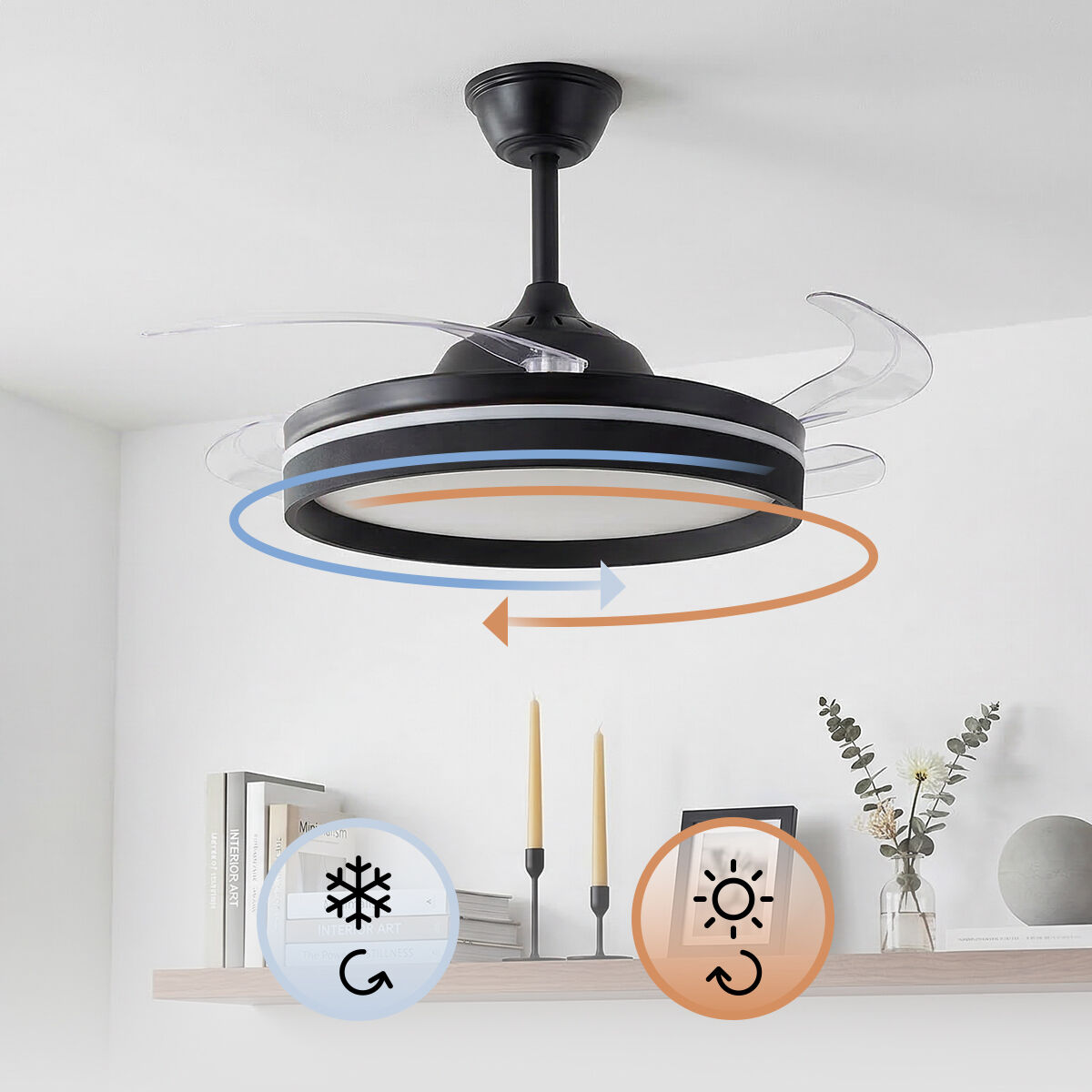 Ventilador de Techo con Luz LED, 4 Aspas Retráctiles y Mando a Distancia InnovaGoods V0104047_10
