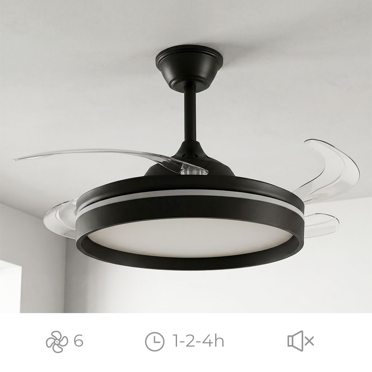 Ventilador de Techo con Luz LED, 4 Aspas Retráctiles y Mando a Distancia InnovaGoods V0104047_11