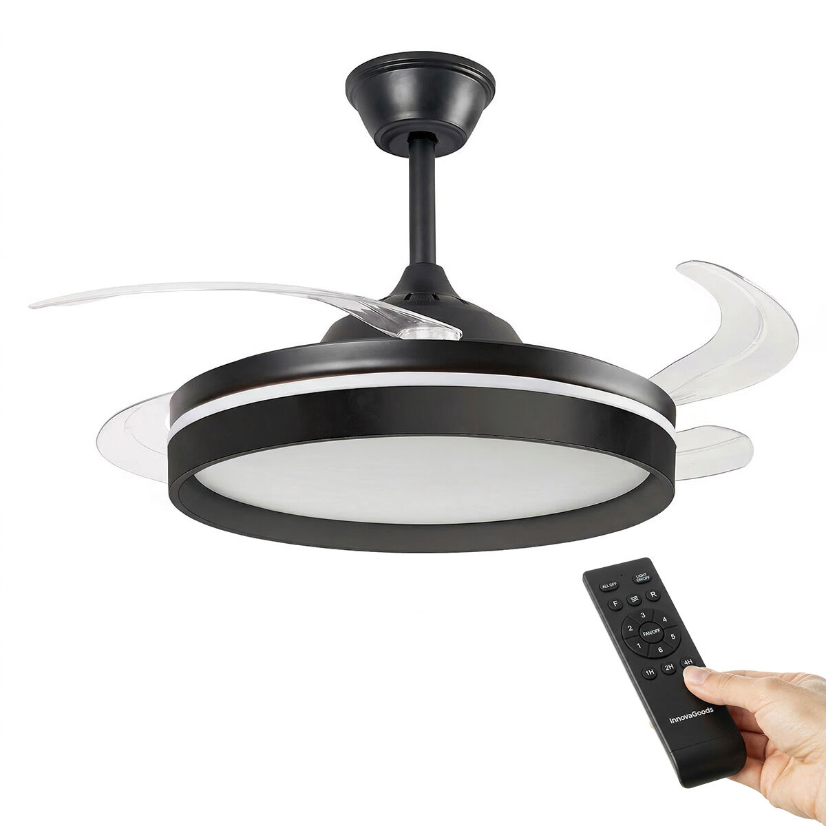 Ventilador de Techo con Luz LED, 4 Aspas Retráctiles y Mando a Distancia InnovaGoods V0104047_12