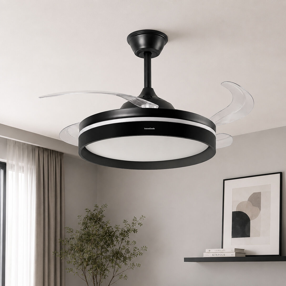 Ventilador de Techo con Luz LED, 4 Aspas Retráctiles y Mando a Distancia InnovaGoods V0104047_6