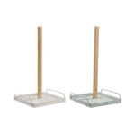 Portarrollo de Papel de Cocina DKD Home Decor Beige Metal Menta Pino (16 x 15 x 29,5 cm) (2 Unidades)