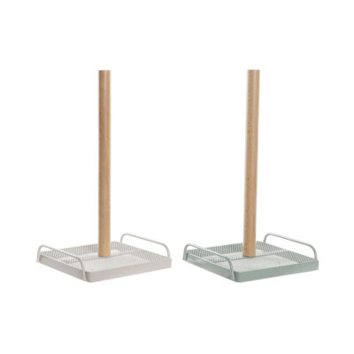Portarrollo de Papel de Cocina DKD Home Decor Beige Metal Menta Pino (16 x 15 x 29,5 cm) (2 Unidades)