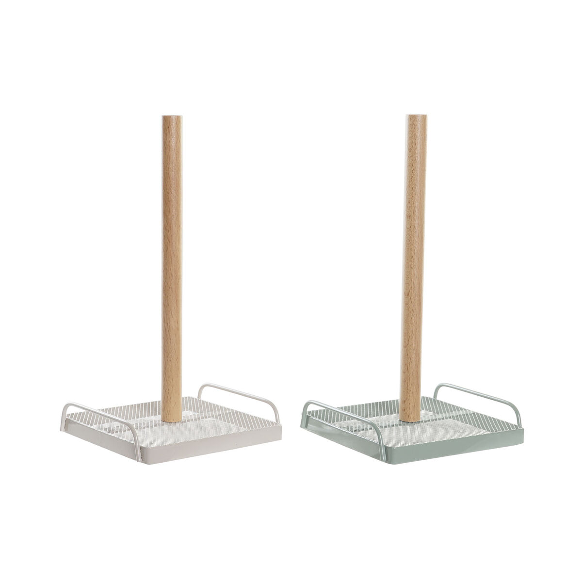 Portarrollo de Papel de Cocina DKD Home Decor Beige Metal Menta Pino (16 x 15 x 29,5 cm) (2 Unidades) S3037199_0