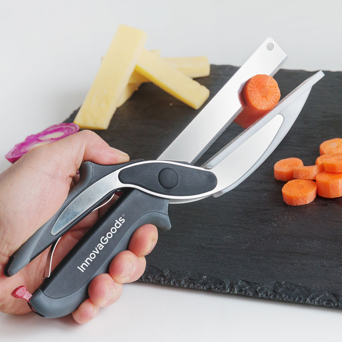 Cuchillo-Tijera con Mini Tabla de Cortar Integrada Scible InnovaGoods V0100993_1
