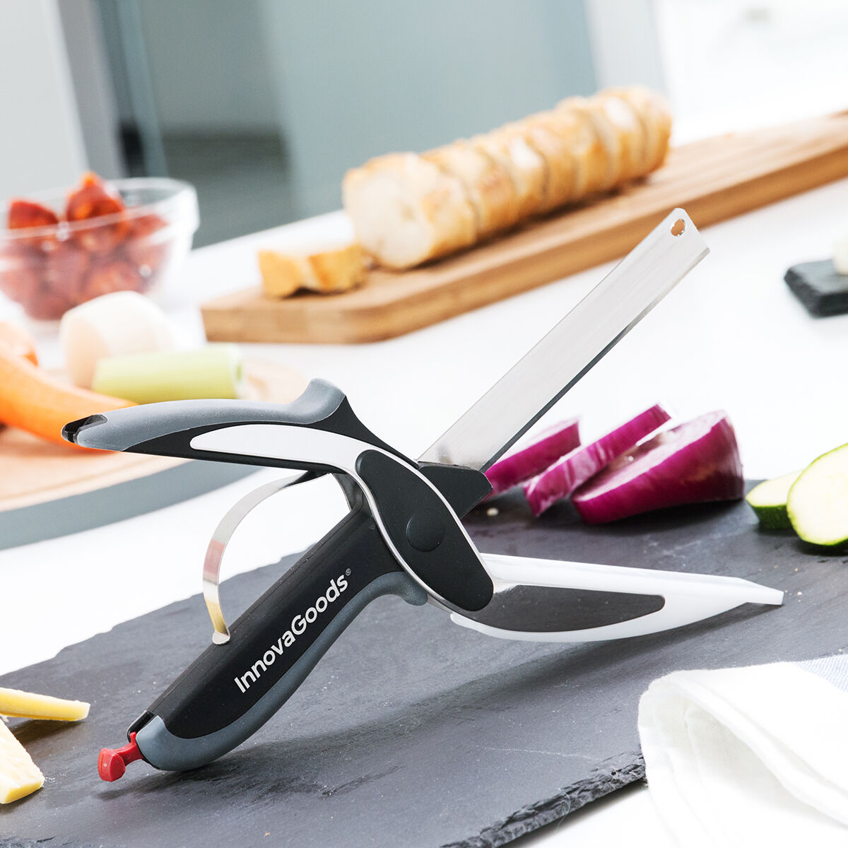 Cuchillo-Tijera con Mini Tabla de Cortar Integrada Scible InnovaGoods V0100993_2