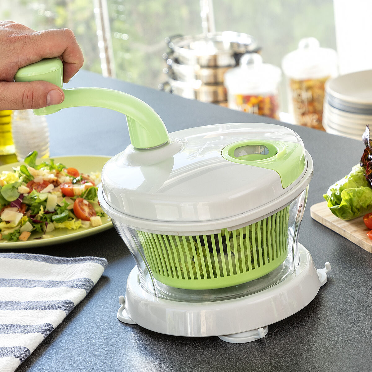Centrifugadora, Picadora y Mezcladora Manual 4 en 1 con Accesorios y Recetas Chopix InnovaGoods V0103292_2