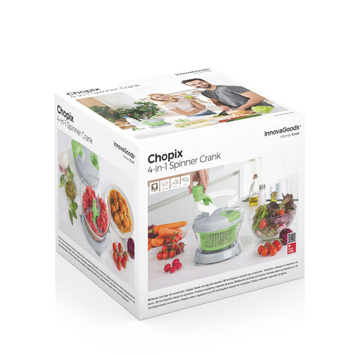 Centrifugadora, Picadora y Mezcladora Manual 4 en 1 con Accesorios y Recetas Chopix InnovaGoods V0103292_15