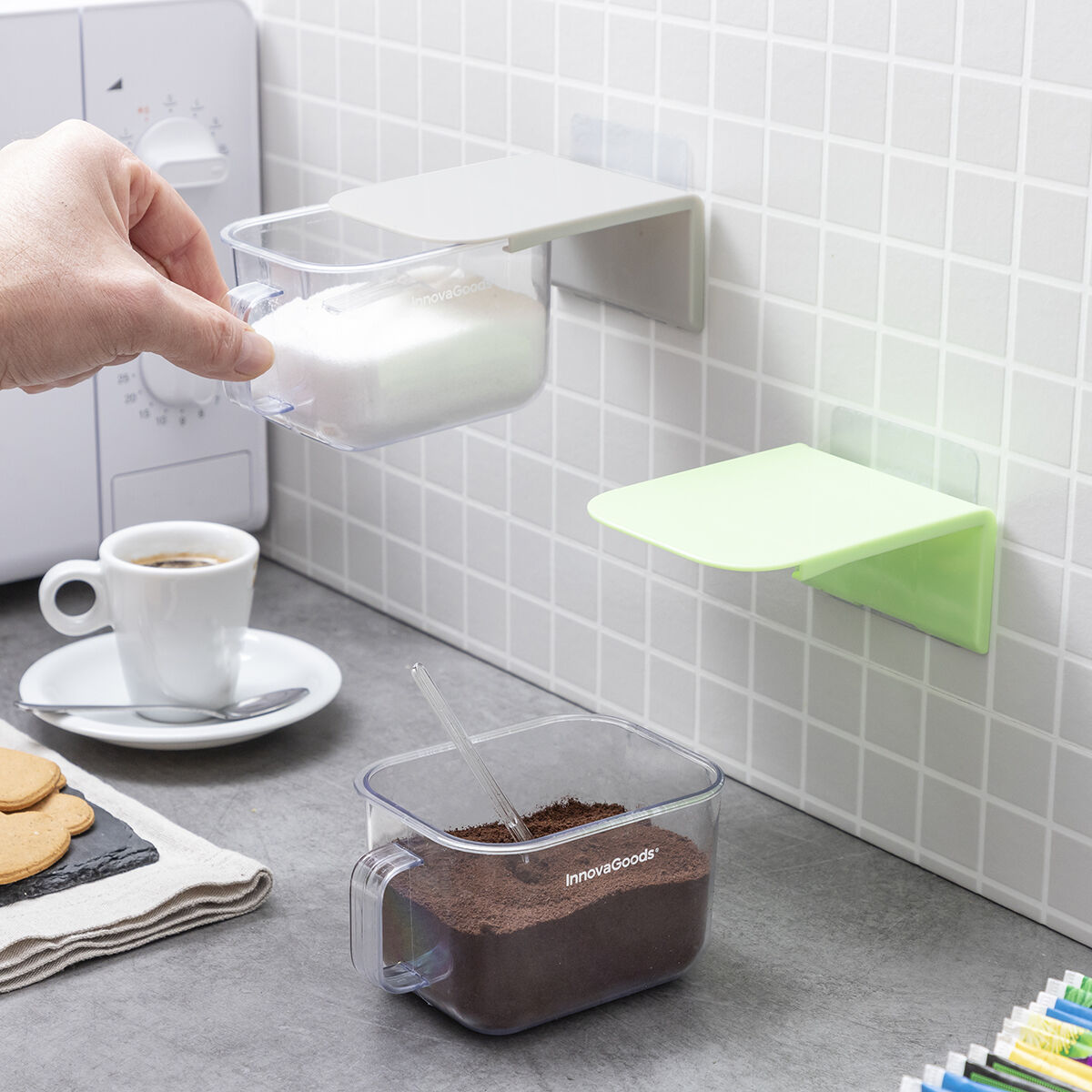 Recipientes de Cocina Adhesivos Extraíbles Handstore InnovaGoods 2 Unidades V0103426_0