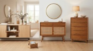 Aparador DKD Home Decor Kamakura Blanco Dorado Metal Álamo 150 x 50 x 80 cm (150 x 50 x 80 cm)