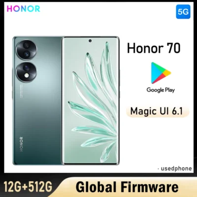 Smartphone HONOR 70 5G con firmware global, pantalla de 6,67 pulgadas, batería de 4800 mAh, cámara trasera de 54 MP, procesador Snapdragon 778G Plus, 12 GB de RAM y 512 GB de ROM (usado).