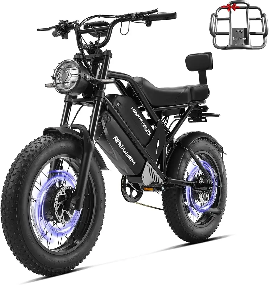 Envío Rápido en Bicicleta Eléctrica HAPPYRUN G70 Pro 36 MPH 85 Millas Neumáticos Anchos de 20″ Todoterreno Envío Rápido en Bicicleta Eléctrica HAPPYRUN G70 Pro 36 MPH 85 Millas Neumáticos Anchos de 20" Todoterreno