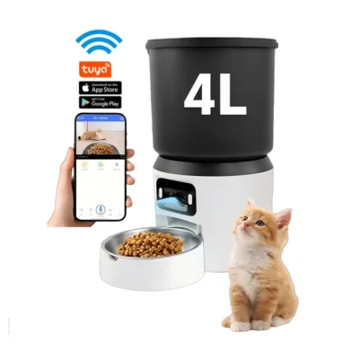 Comedero automático inteligente para mascotas con cámara y control mediante la aplicación Tuya. Dispensador de comida para perros y gatos con un solo recipiente y cámara integrada.