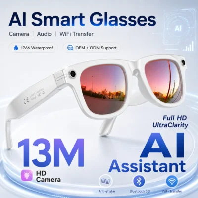 Gafas inteligentes con IA de 290 mAh, activación por voz, ligeras, con cámara 4K, captura en tiempo real y traducción.