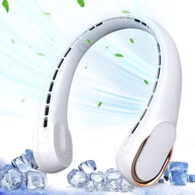 Mini ventilador de cuello de verano para deportes al aire libre, recargable por USB, de material ABS, marca JXD, portátil, regalo para niñas unisex, fabricado en Guangdong, China.