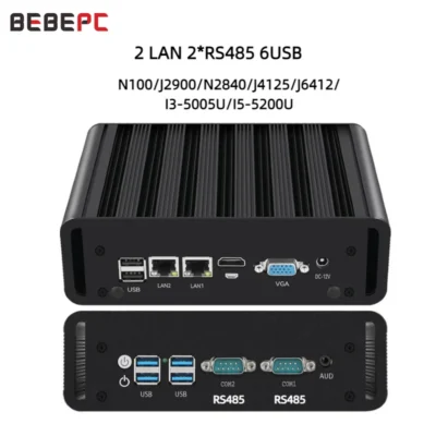 Mini PC Industrial sin ventilador Intel N100 J6412 Dual LAN 2xCOM RS485 6USB 4G SIM GPIO WiFi compatible con ordenador
