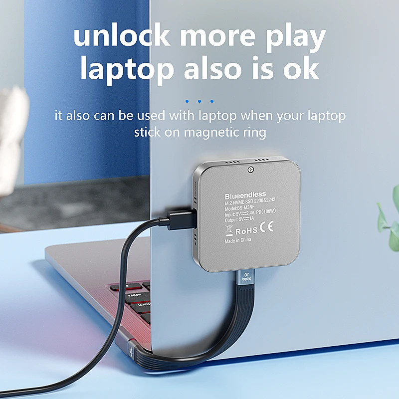 Carcasa Magnética M2 2230 2242 USB-C a Mini SSD NVME M.2 Externo Portátil con Ventilador de Refrigeración para iPhone 17/16/15 Carcasa Magnética M2 2230 2242 USB-C a Mini SSD NVME M.2 Externo Portátil con Ventilador de Refrigeración para iPhone 17/16/15 - Imagen 6
