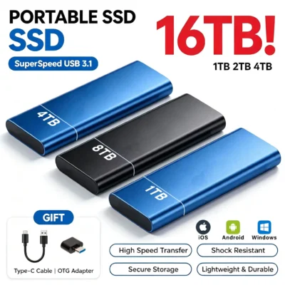 Disco a stato solido portatile da 4 TB, disco rigido portatile di grande capacità, disco rigido esterno ad alta velocità, disco rigido meccanico originale.