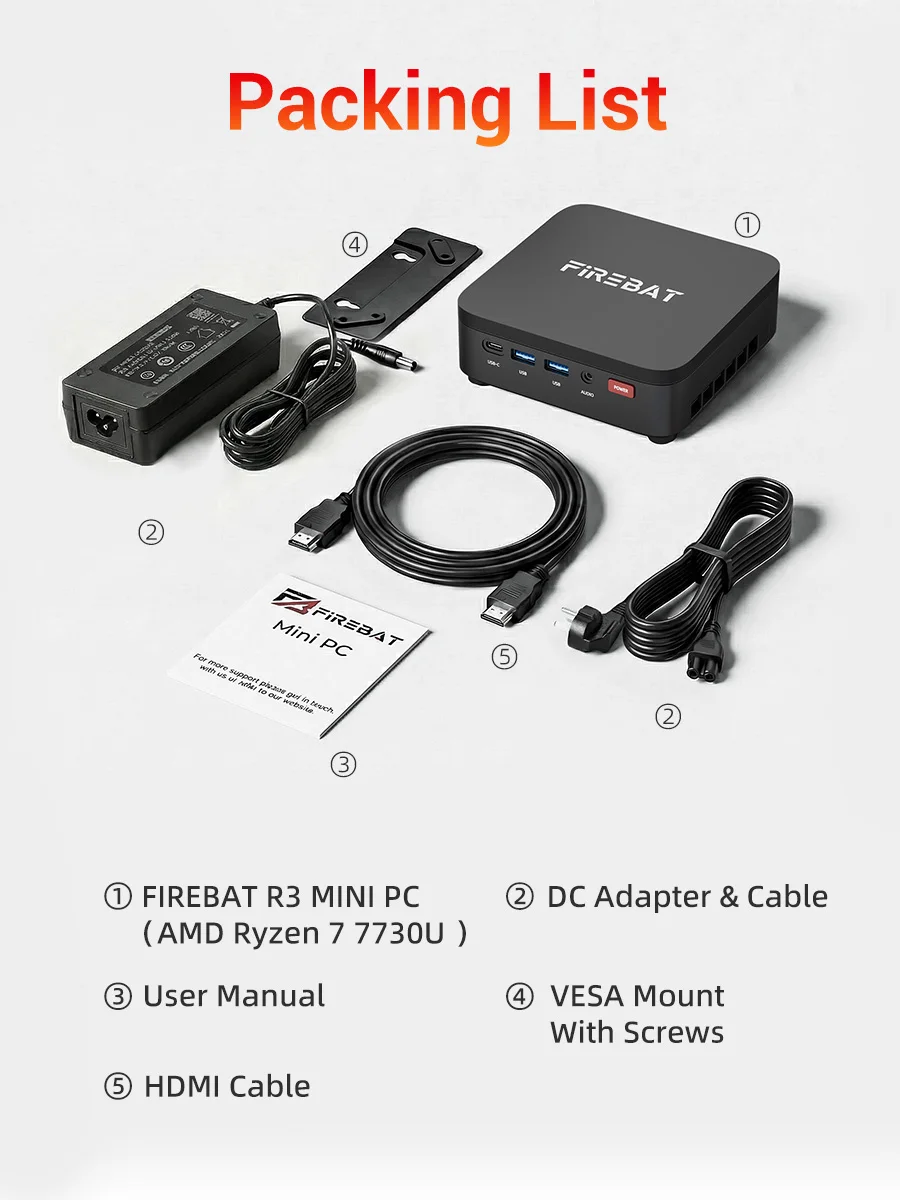 Mini PC Firebat R3 con AMD Ryzen7 7730U, Ryzen5 7430U, Ryzen3 4300U, 16 GB de RAM LPDDR4, SSD M.2 SATA de 512 GB, Wifi6, Bluetooth 5.2, LAN 1000M Mini PC Firebat R3 con AMD Ryzen7 7730U, Ryzen5 7430U, Ryzen3 4300U, 16 GB de RAM LPDDR4, SSD M.2 SATA de 512 GB, Wifi6, Bluetooth 5.2, LAN 1000M - Imagen 22