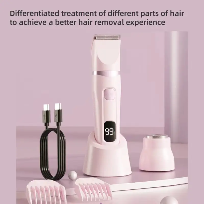 Recortadora electrica para mujer, afeitadora para bikini, carga USB, pantalla LED de visualización de energía, cabezal desmontable. Recortadora electrica para mujer, afeitadora para bikini, carga USB, pantalla LED de visualización de energía, cabezal desmontable. - Imagen 2