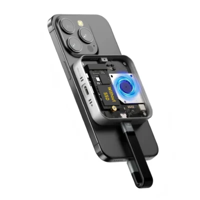Carcasa Magnética M2 2230 2242 USB-C a Mini SSD NVME M.2 Externo Portátil con Ventilador de Refrigeración para iPhone 17/16/15