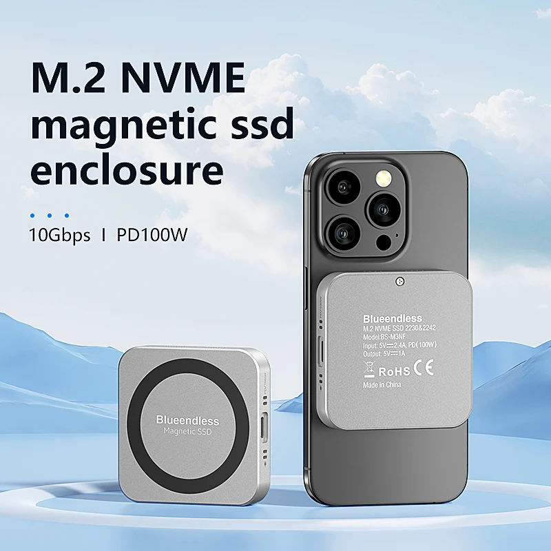 Carcasa Magnética M2 2230 2242 USB-C a Mini SSD NVME M.2 Externo Portátil con Ventilador de Refrigeración para iPhone 17/16/15 Carcasa Magnética M2 2230 2242 USB-C a Mini SSD NVME M.2 Externo Portátil con Ventilador de Refrigeración para iPhone 17/16/15 - Imagen 2