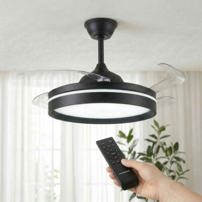 InnovaGoods Ceiling Fan with LED Light, 4 Retractable Blades and Remote Control